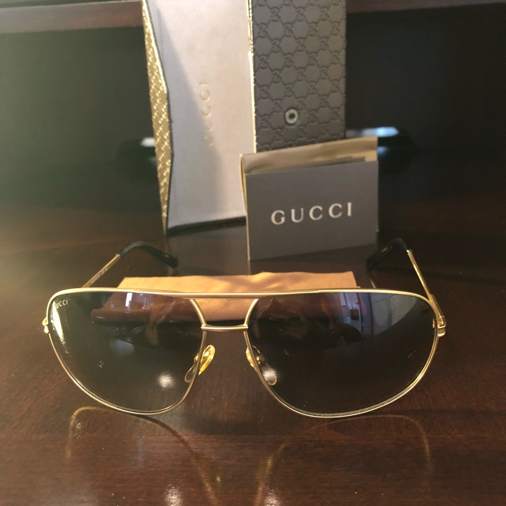 Authentic Unisex Gucci Gold Matte Sunglasses
